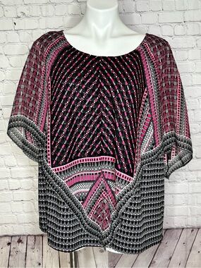 AGB Woman Pink and Black Poncho Tank Blouse Size 2X